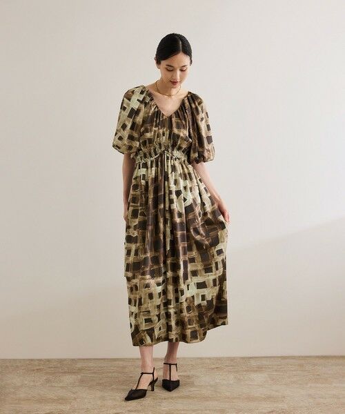 ROPE' / ロペ ロング・マキシ丈ワンピース | スクエア ジオメトリックプリントワンピース/洗える | 詳細2
