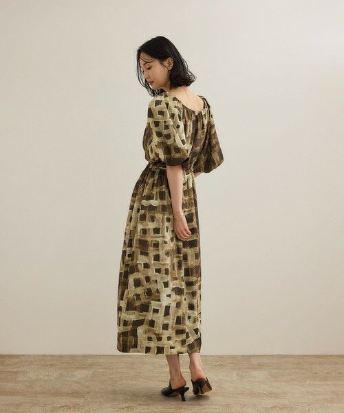 ROPE' / ロペ ロング・マキシ丈ワンピース | スクエア ジオメトリックプリントワンピース/洗える | 詳細4