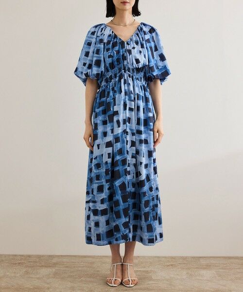 ROPE' / ロペ ロング・マキシ丈ワンピース | スクエア ジオメトリックプリントワンピース/洗える | 詳細9
