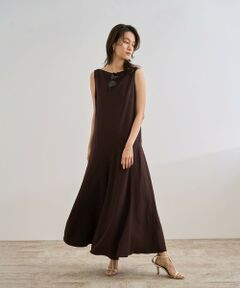 ROPE' / ロペ ロング・マキシ丈ワンピース | レーヨンリネン スラッシュドネックワンピース【セットジャケット対応】