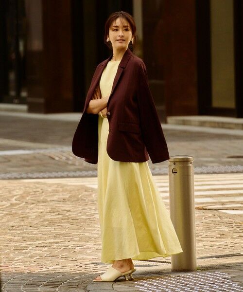 ROPE' / ロペ ロング・マキシ丈ワンピース | レーヨンリネン スラッシュドネックワンピース【セットジャケット対応】 | 詳細2