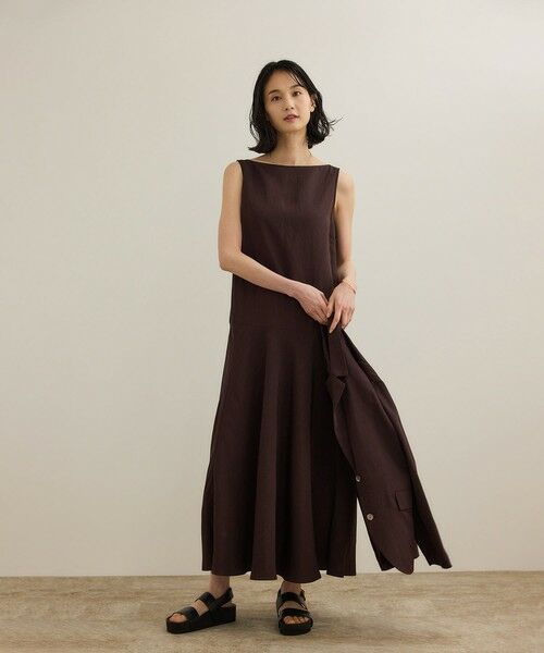 ROPE' / ロペ ロング・マキシ丈ワンピース | レーヨンリネン スラッシュドネックワンピース【セットジャケット対応】 | 詳細28