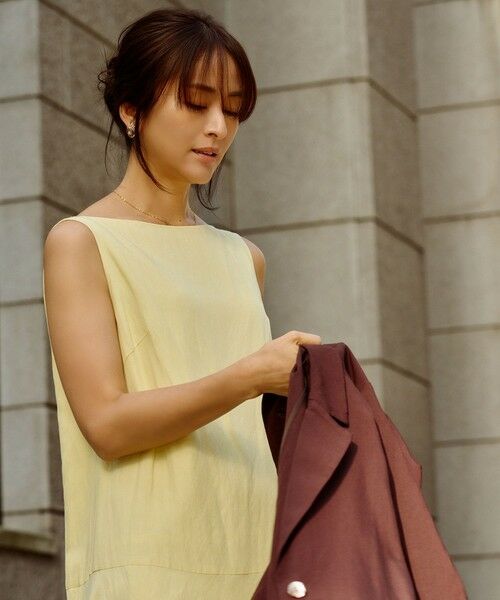 ROPE' / ロペ ロング・マキシ丈ワンピース | レーヨンリネン スラッシュドネックワンピース【セットジャケット対応】 | 詳細4