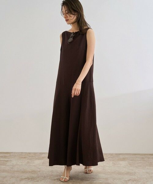 ROPE' / ロペ ロング・マキシ丈ワンピース | レーヨンリネン スラッシュドネックワンピース【セットジャケット対応】 | 詳細6
