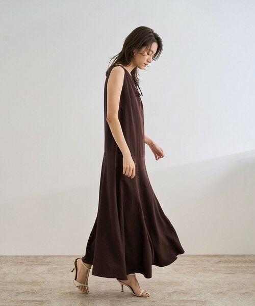ROPE' / ロペ ロング・マキシ丈ワンピース | レーヨンリネン スラッシュドネックワンピース【セットジャケット対応】 | 詳細7