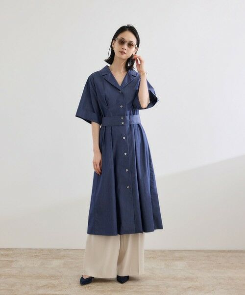 ROPE' / ロペ ミニ丈・ひざ丈ワンピース | 【洗える】シャツワンピース（無地・ストライプ） | 詳細1