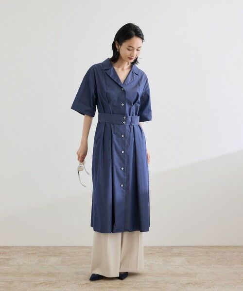 ROPE' / ロペ ミニ丈・ひざ丈ワンピース | 【洗える】シャツワンピース（無地・ストライプ） | 詳細10