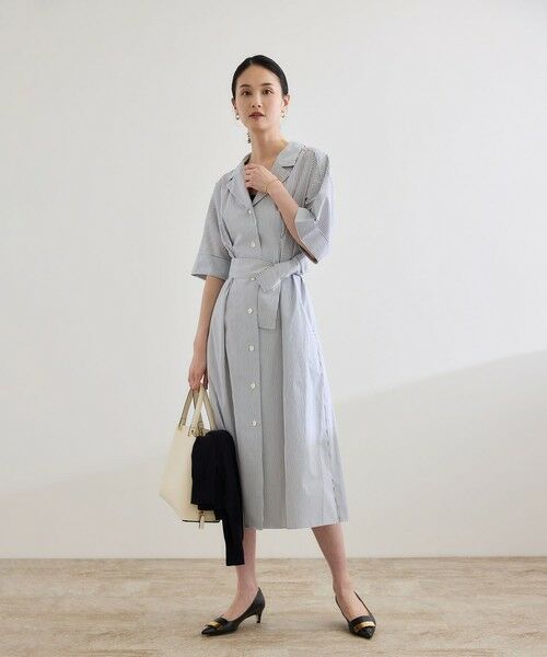 ROPE' / ロペ ミニ丈・ひざ丈ワンピース | 【洗える】シャツワンピース（無地・ストライプ） | 詳細11