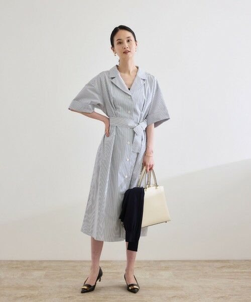 ROPE' / ロペ ミニ丈・ひざ丈ワンピース | 【洗える】シャツワンピース（無地・ストライプ） | 詳細4