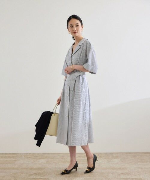 ROPE' / ロペ ミニ丈・ひざ丈ワンピース | 【洗える】シャツワンピース（無地・ストライプ） | 詳細5