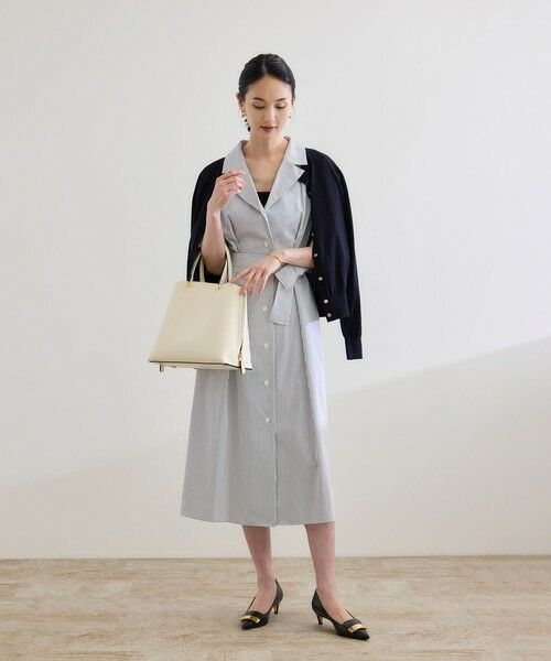 ROPE' / ロペ ミニ丈・ひざ丈ワンピース | 【洗える】シャツワンピース（無地・ストライプ） | 詳細6