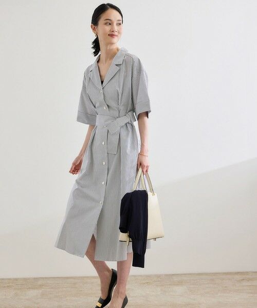 ROPE'/ロペ 【洗える】シャツワンピース(無地・ストライプ) ホワイト系(11) F ROPE'/ロペ 【洗える】シャツワンピース(無地・ストライプ) ホワイト系(11) F