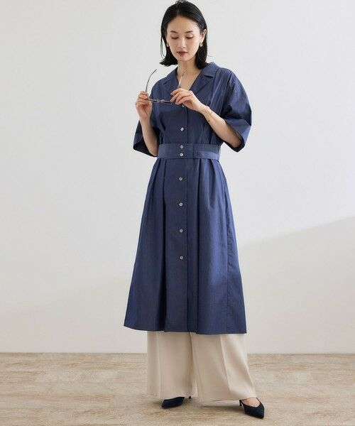 ROPE'/ロペ 【洗える】シャツワンピース(無地・ストライプ) ネイビー(40) F ROPE'/ロペ 【洗える】シャツワンピース(無地・ストライプ) ネイビー(40) F