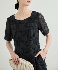 ROPE' / ロペ ロング・マキシ丈ワンピース | 【洗える】スクエアーネックワンピース（ジャガード/サッカー素材）