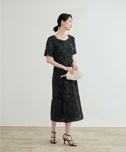 ROPE' / ロペ ロング・マキシ丈ワンピース | 【洗える】スクエアーネックワンピース（ジャガード/サッカー素材） | 詳細3