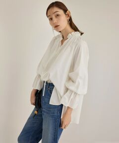 ROPE' / ロペ シャツ・ブラウス（半袖以外） | シルク混タイプライタースタンドフリルブラウス