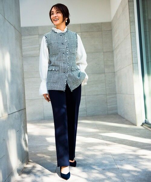 ROPE' / ロペ シャツ・ブラウス（半袖以外） | シルク混タイプライタースタンドフリルブラウス | 詳細1