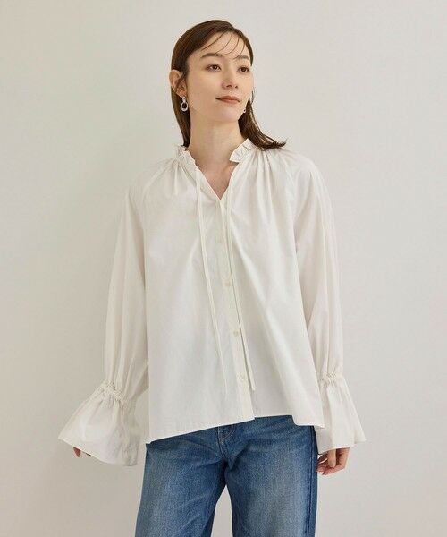 ROPE' / ロペ シャツ・ブラウス（半袖以外） | シルク混タイプライタースタンドフリルブラウス | 詳細16