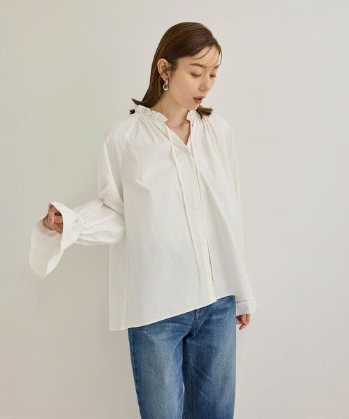 ROPE' / ロペ シャツ・ブラウス（半袖以外） | シルク混タイプライタースタンドフリルブラウス | 詳細4