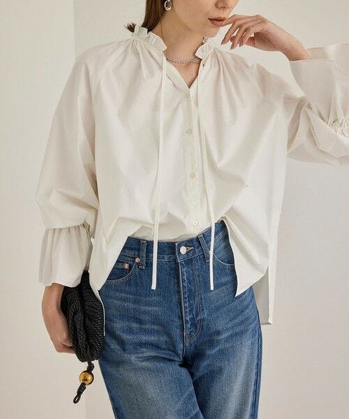 ROPE' / ロペ シャツ・ブラウス（半袖以外） | シルク混タイプライタースタンドフリルブラウス | 詳細6