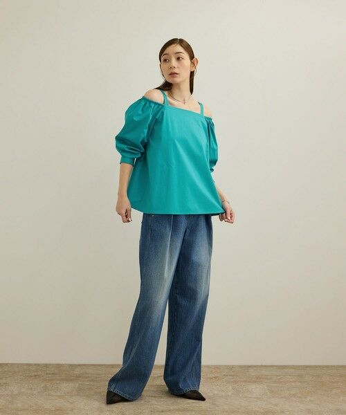 ROPE' / ロペ シャツ・ブラウス（半袖以外） | 【洗える】コットンサテンオフショルダーブラウス | 詳細1