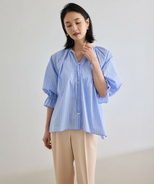 ROPE' / ロペ シャツ・ブラウス | 【洗える】タイプライターハーフスリーブブラウス/お仕事・通勤対応 | 詳細8