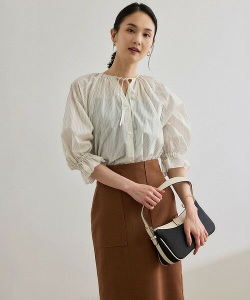 ROPE' / ロペ シャツ・ブラウス | 【洗える】タイプライターハーフスリーブブラウス/お仕事・通勤対応 | 詳細14