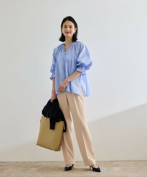 ROPE' / ロペ シャツ・ブラウス | 【洗える】タイプライターハーフスリーブブラウス/お仕事・通勤対応 | 詳細1