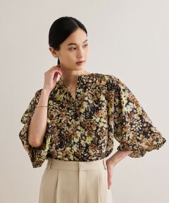 ROPE' / ロペ シャツ・ブラウス | 【洗える】フェイディドフラワープリント・無地ブラウス