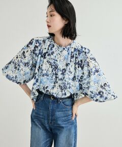 ROPE' / ロペ シャツ・ブラウス | 【洗える】フェイディドフラワープリント・無地ブラウス