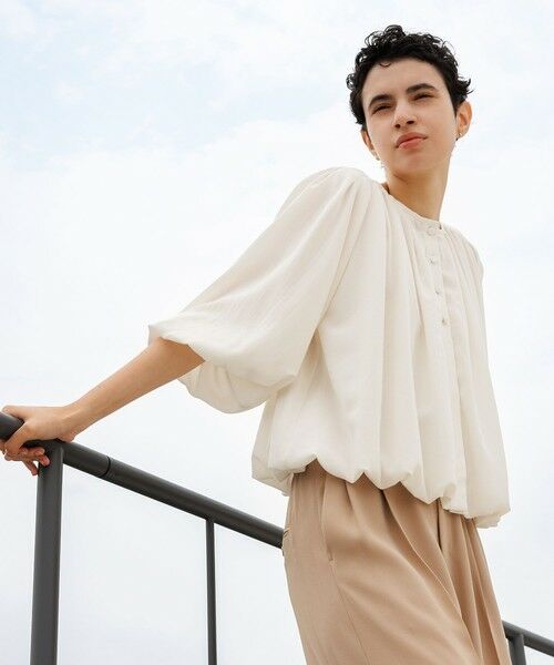 ROPE' / ロペ シャツ・ブラウス | 【洗える】フェイディドフラワープリント・無地ブラウス | 詳細1