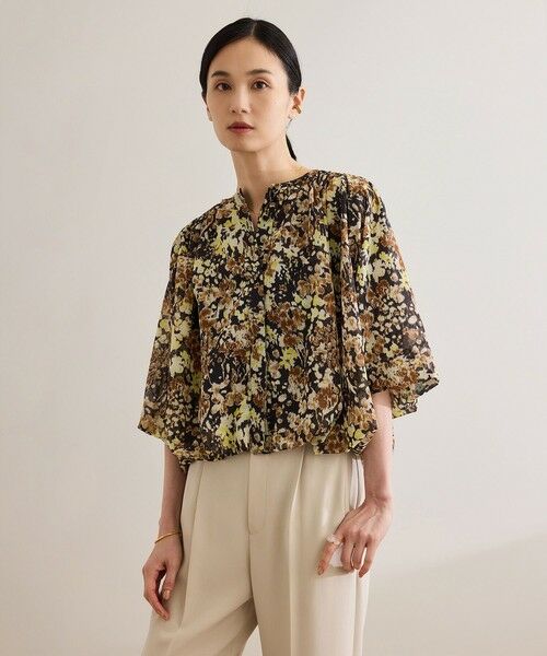 ROPE' / ロペ シャツ・ブラウス | 【洗える】フェイディドフラワープリント・無地ブラウス | 詳細6