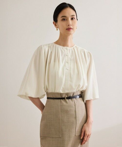 ROPE' / ロペ シャツ・ブラウス | 【洗える】フェイディドフラワープリント・無地ブラウス | 詳細8