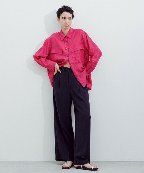 ROPE' / ロペ シャツ・ブラウス | ブライトリネン フラップシャツブラウス/洗える | 詳細1