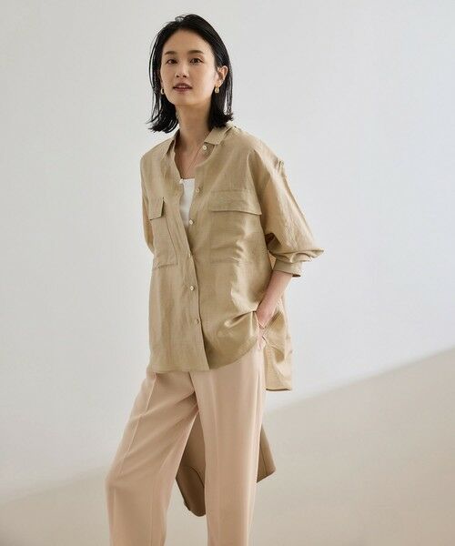 ROPE' / ロペ シャツ・ブラウス | ブライトリネン フラップシャツブラウス/洗える | 詳細11