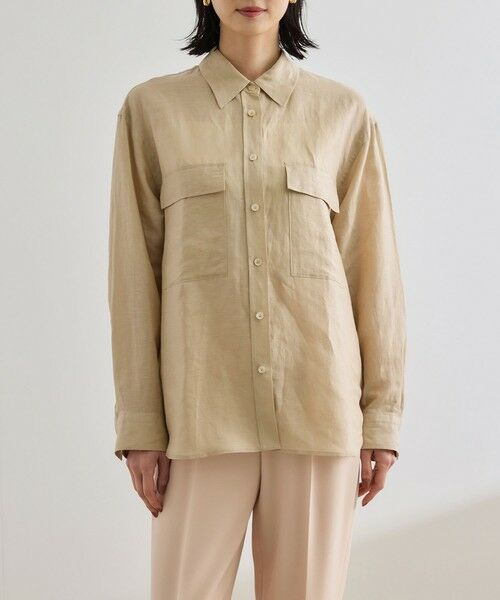 ROPE' / ロペ シャツ・ブラウス | ブライトリネン フラップシャツブラウス/洗える | 詳細13