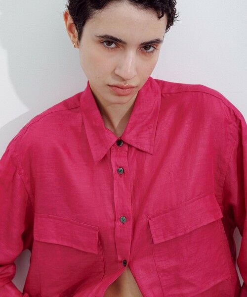 ROPE' / ロペ シャツ・ブラウス | ブライトリネン フラップシャツブラウス/洗える | 詳細2