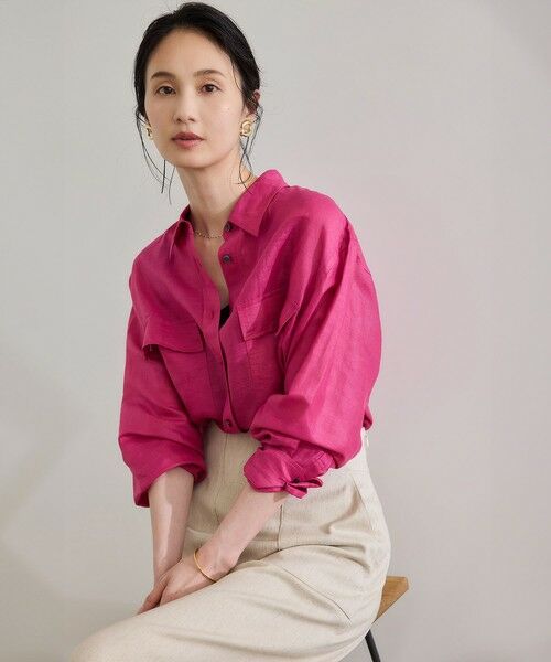 ROPE' / ロペ シャツ・ブラウス | ブライトリネン フラップシャツブラウス/洗える | 詳細26