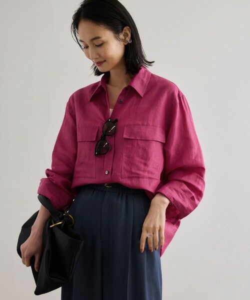 ROPE' / ロペ シャツ・ブラウス | ブライトリネン フラップシャツブラウス/洗える | 詳細29