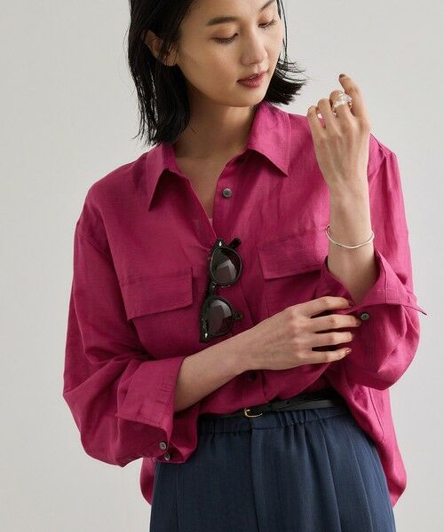 ROPE' / ロペ シャツ・ブラウス | ブライトリネン フラップシャツブラウス/洗える | 詳細30