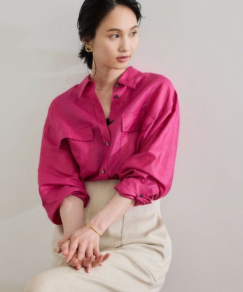 ROPE' / ロペ シャツ・ブラウス | ブライトリネン フラップシャツブラウス/洗える | 詳細6