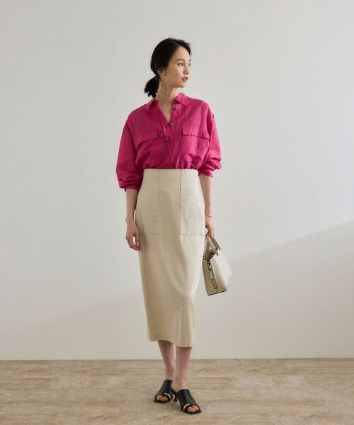 ROPE' / ロペ シャツ・ブラウス | ブライトリネン フラップシャツブラウス/洗える | 詳細7