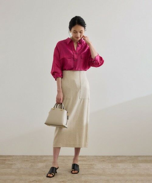 ROPE' / ロペ シャツ・ブラウス | ブライトリネン フラップシャツブラウス/洗える | 詳細8