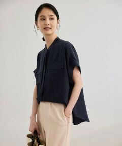 ROPE' / ロペ シャツ・ブラウス | 【洗える・カセット服】バックサテンフラップブラウス/お仕事・通勤・セットアップ対応【ドラマ着用】