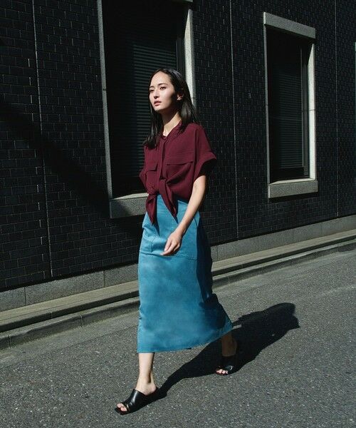 ROPE' / ロペ シャツ・ブラウス | 【洗える・カセット服】バックサテンフラップブラウス/お仕事・通勤・セットアップ対応【ドラマ着用】 | 詳細1