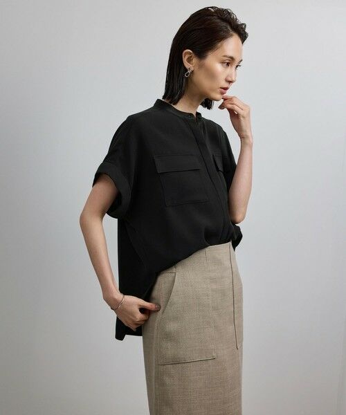 ROPE' / ロペ シャツ・ブラウス | 【洗える・カセット服】バックサテンフラップブラウス/お仕事・通勤・セットアップ対応【ドラマ着用】 | 詳細4