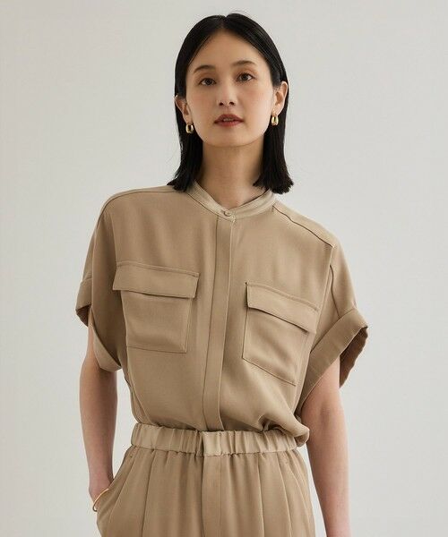 ROPE'/ロペ 【洗える・カセット服】バックサテンフラップブラウス/お仕事・通勤・セットアップ対応【ドラマ着用】 ベージュ(27) F ROPE'/ロペ 【洗える・カセット服】バックサテンフラップブラウス/お仕事・通勤・セットアップ対応【ドラマ着用】 ベージュ(27) F