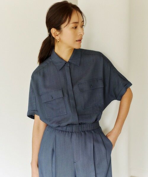 ROPE' / ロペ シャツ・ブラウス | 【洗える・カセット服】バックサテン ドルマンブラウス/お仕事・通勤・セットアップ対応（ネイビー系(41)）
