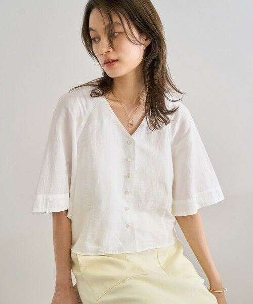 ROPE' / ロペ シャツ・ブラウス | カーディ半袖ブラウス/洗える（ホワイト(10)）