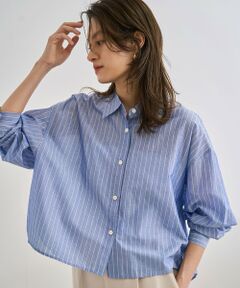【洗える】コットンシアークロップドシャツブラウス